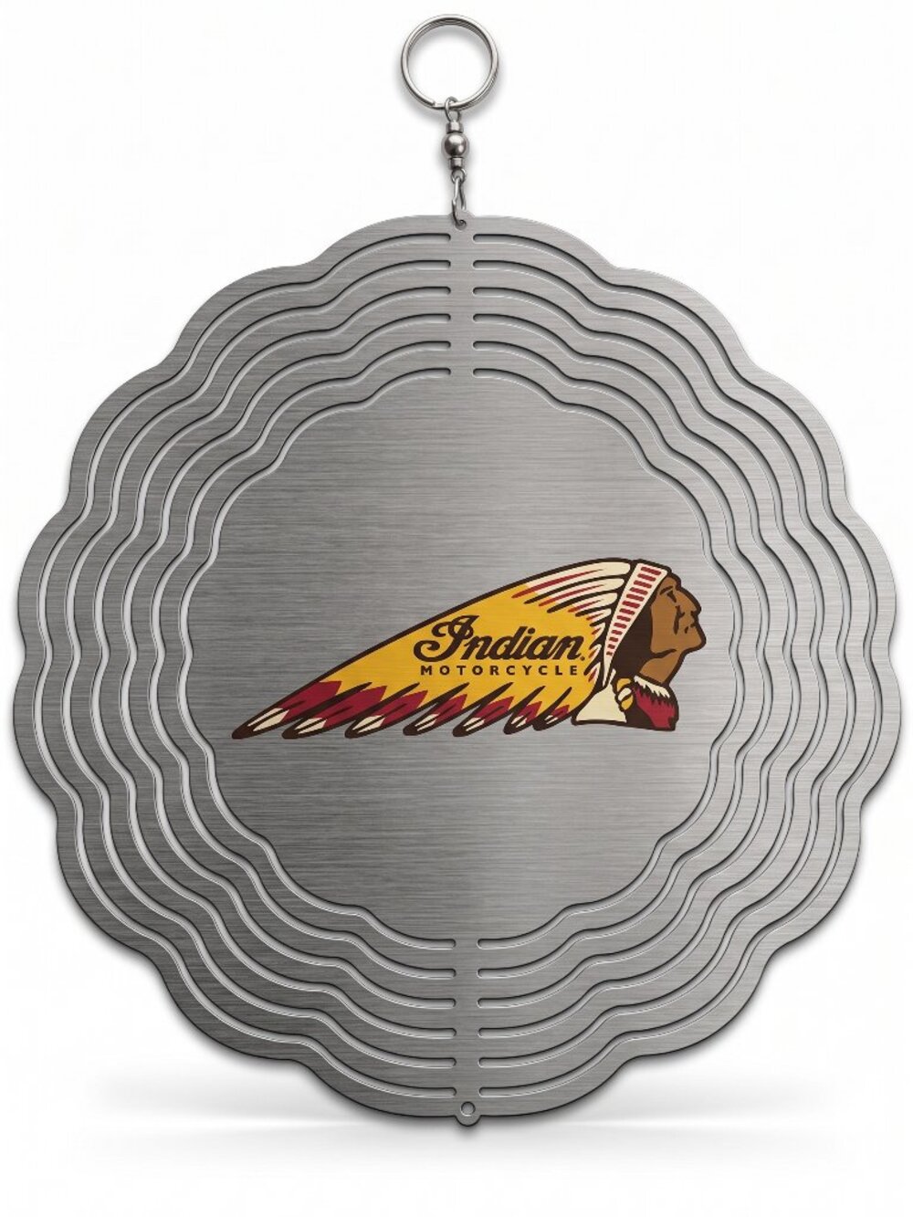 10" Indian Motorcycle Kinetic Wind Spinner - Stainless Steel Yard Decor